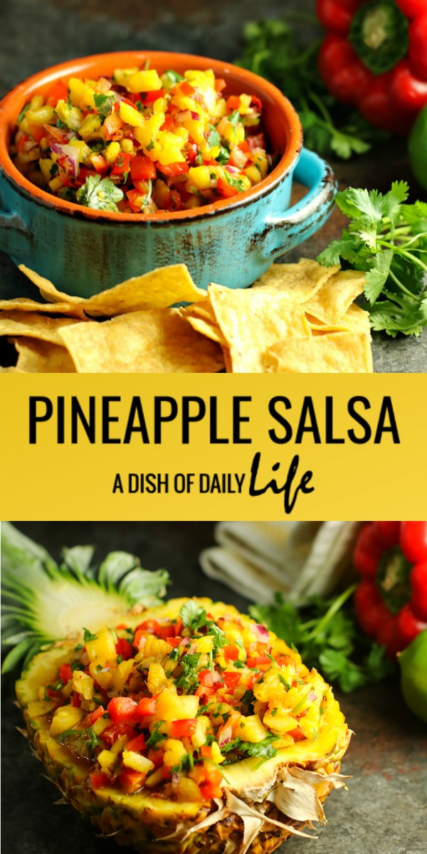 Take yourself back to the tropics at your next BBQ with this easy sweet and spicy Pineapple Salsa! Served with tortilla chips, it's perfect for potlucks, picnics or BBQs, but it's also great as a topper for chicken or fish!