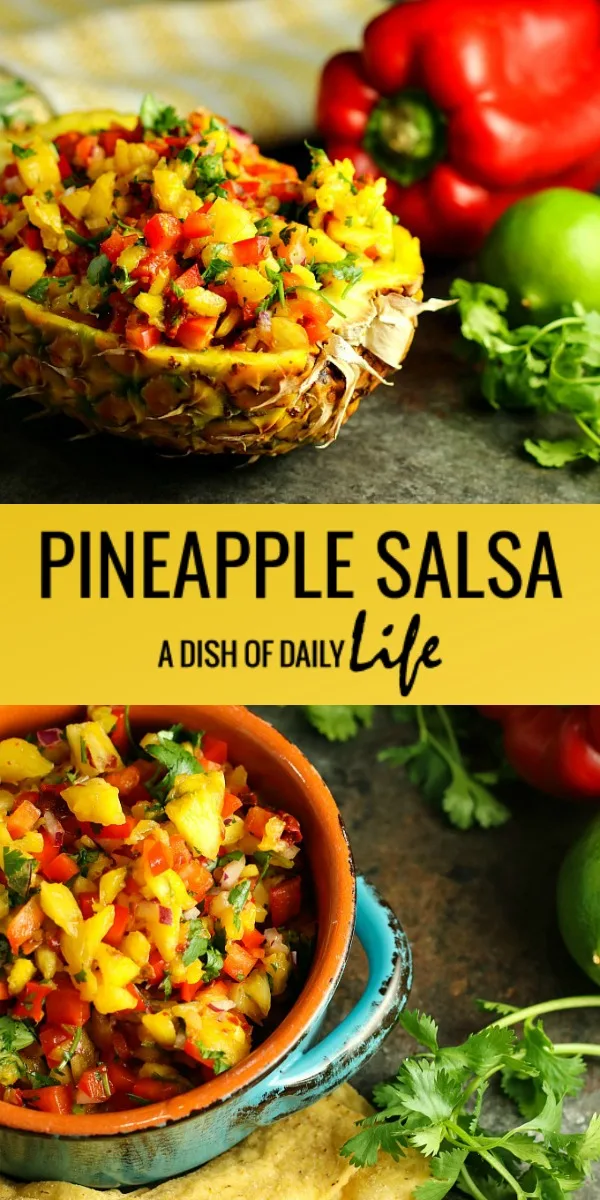 Take yourself back to the tropics at your next BBQ with this easy sweet and spicy Pineapple Salsa! Served with tortilla chips, it's perfect for potlucks, picnics or BBQs, but it's also great as a topper for chicken or fish!