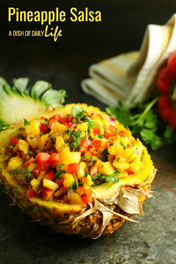 Take yourself back to the tropics at your next BBQ with this easy sweet and spicy Pineapple Salsa! Served with tortilla chips, it's perfect for potlucks, picnics or BBQs, but it's also great as a topper for chicken or fish!