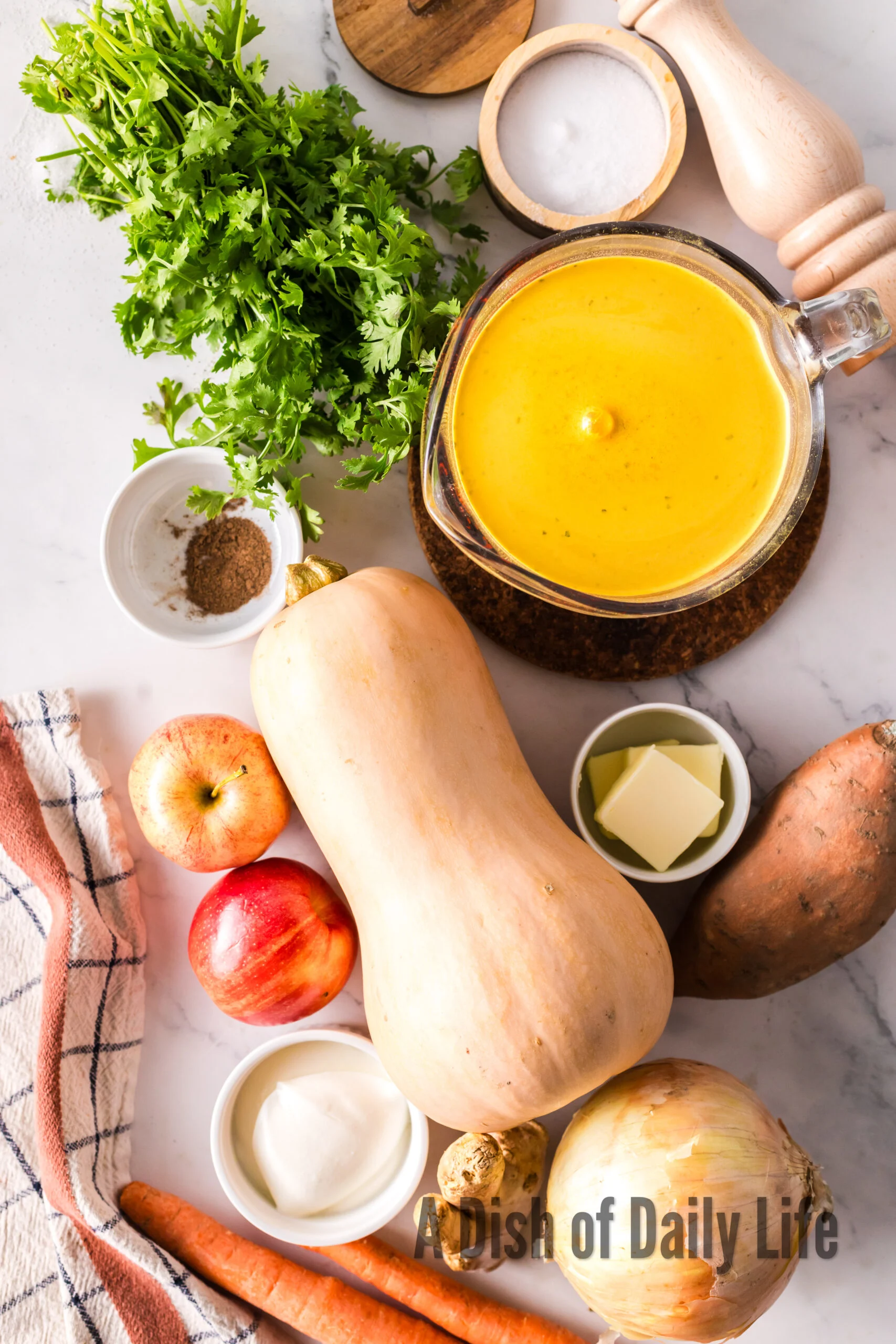 All ingredients laid out on the counter, ready to assemble.