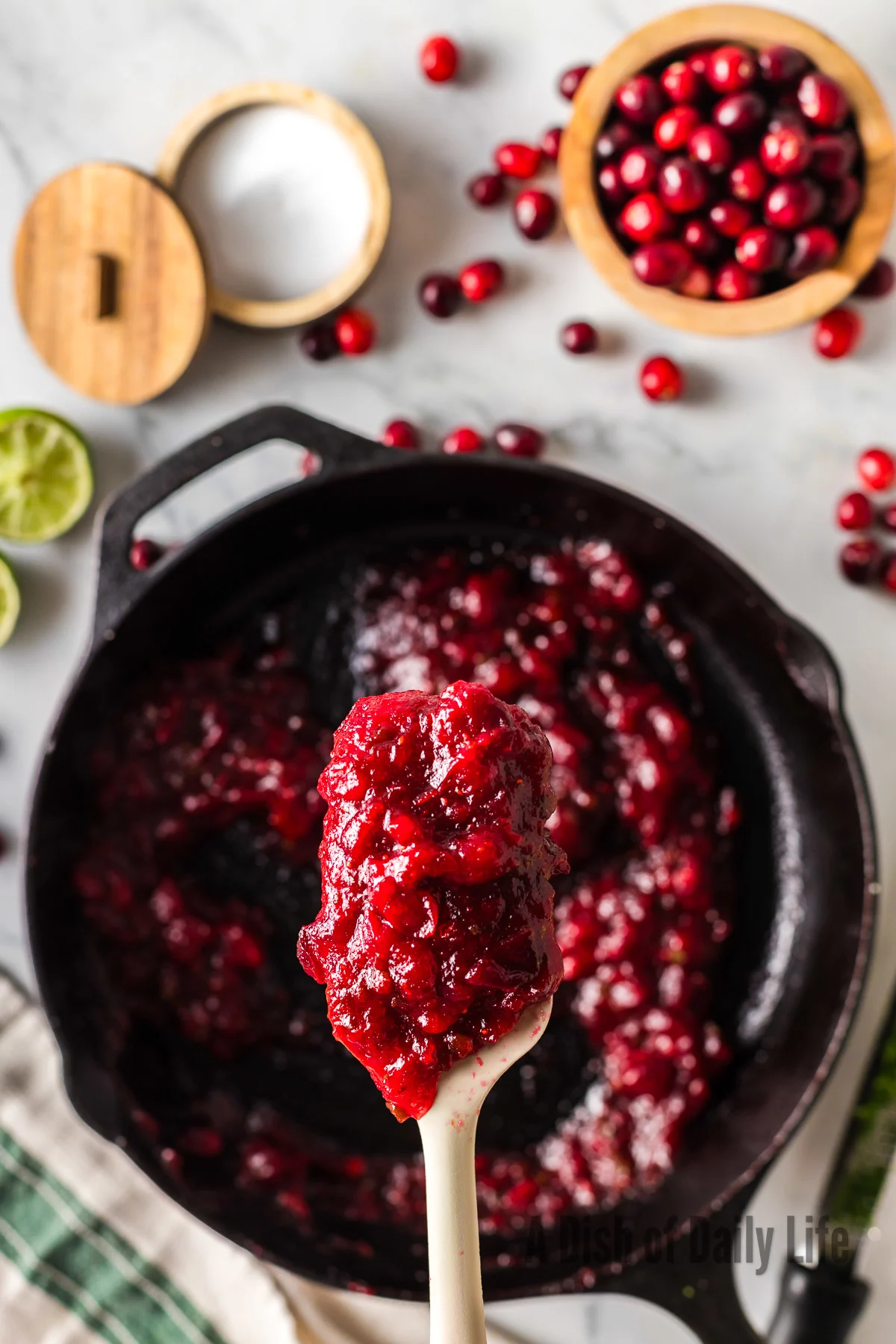 Lovely cranberry sauce all cooked and ready to chill