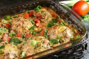 Melt in your Mouth Tex-Mex Sour Cream chicken, just out of the oven