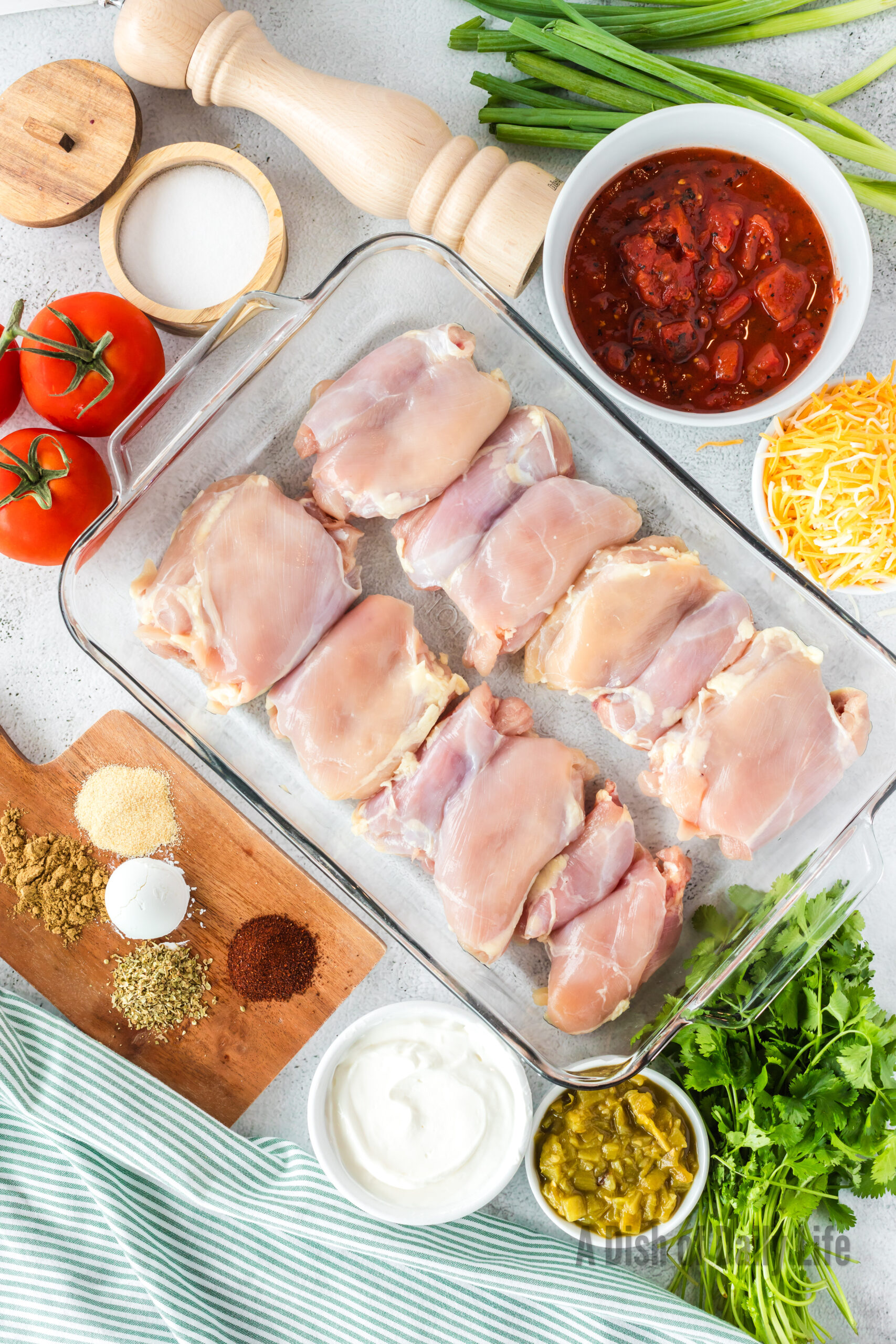 All ingredients laid out on counter, ready to assmeble