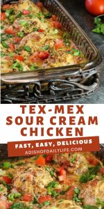 This Melt in Your Mouth Tex-Mex Sour Cream Chicken is a fast, easy, delicious recipe the whole family will love!