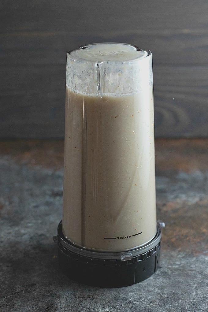 white beans and chicken broth, processed in blender