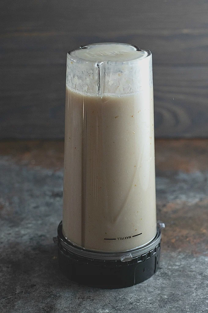 white beans and chicken broth, processed in blender