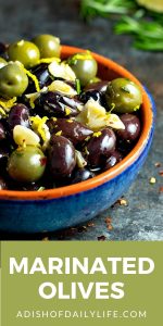 Marinated Olives with red wine vinaigrette