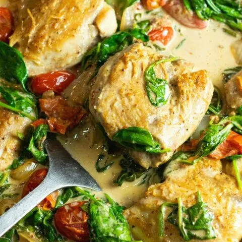 Mustard Cream Chicken with Spinach and Tomatoes