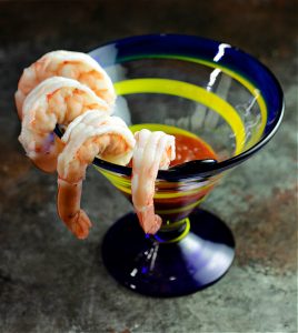 Individual serving of shrimp cocktail