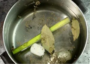 ingredients in water for cooking shrimp
