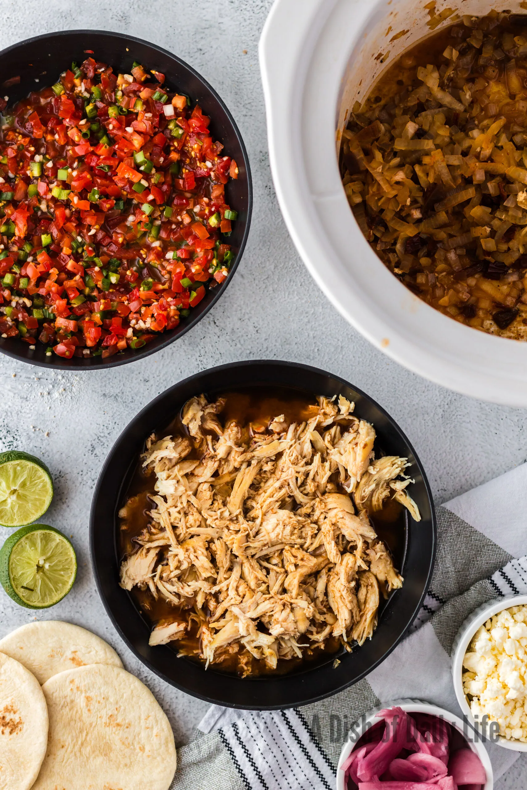 All taco ingredients laid out and ready for assembly