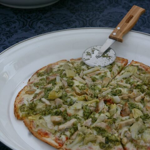 Pesto Artichoke Chicken Pizza