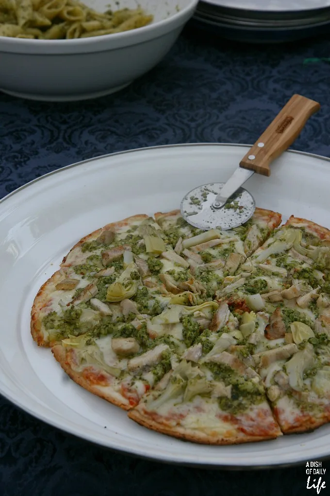Pesto Artichoke Chicken Pizza
