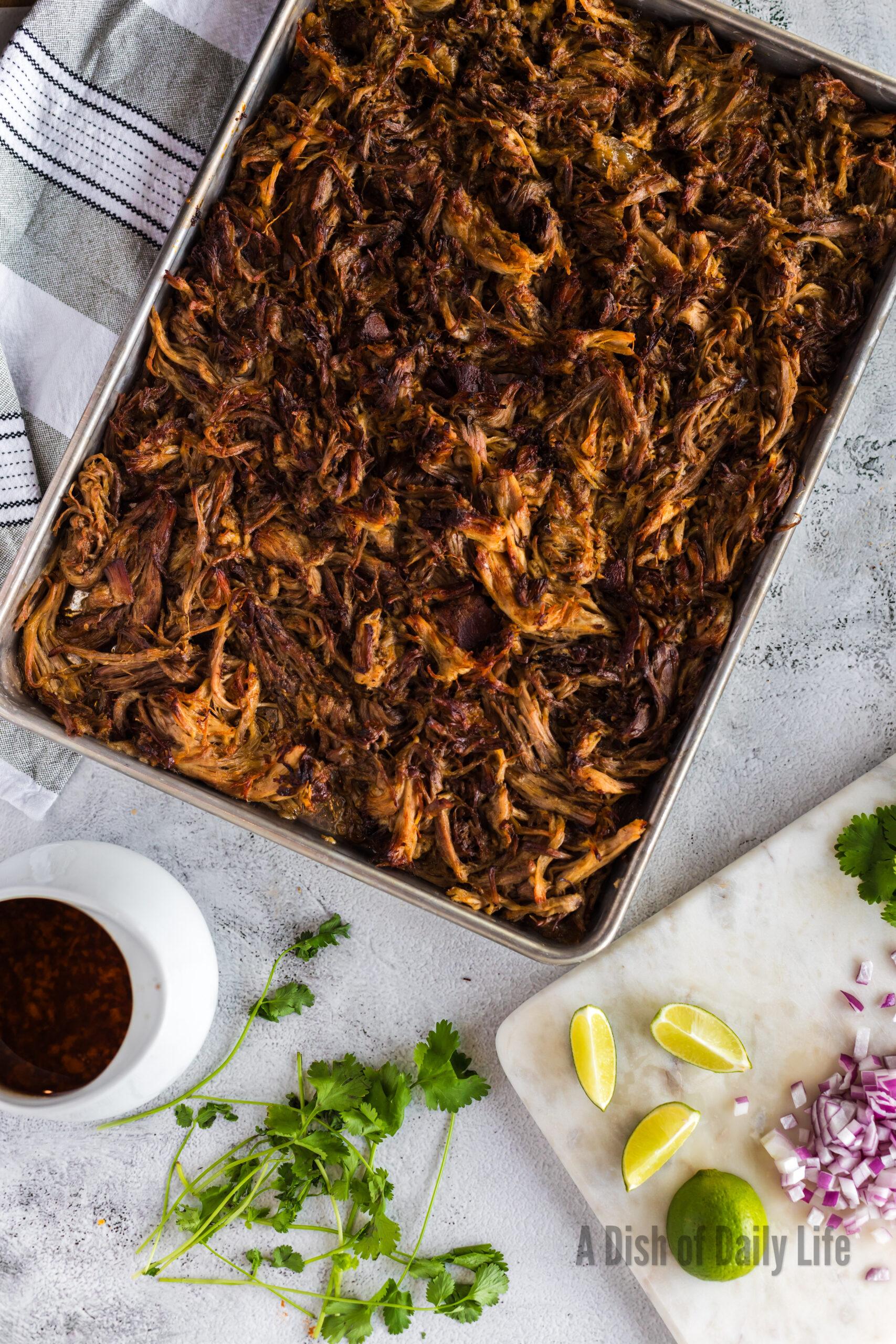 baked shredded pork fresh from the oven