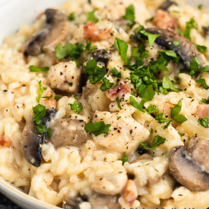 zoomed in image of risotto in a bowl