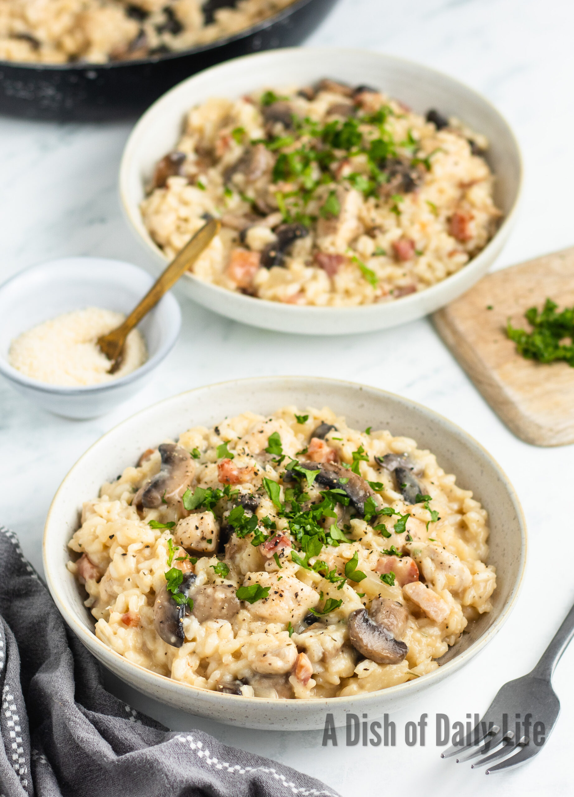 two full bowls of risotto ready to eat