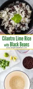 Collage of images for Pinterest of Cilantro Lime Rice with Black Beans