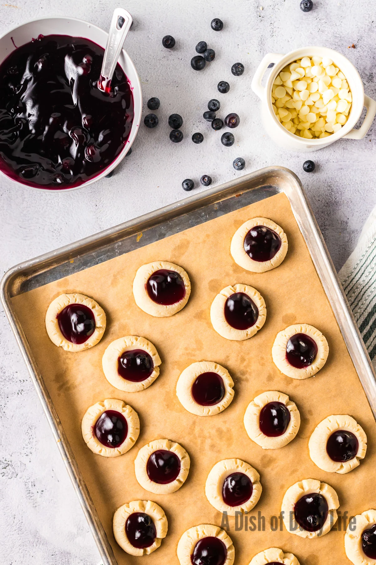 Each cookie filled with blueberry pie filling