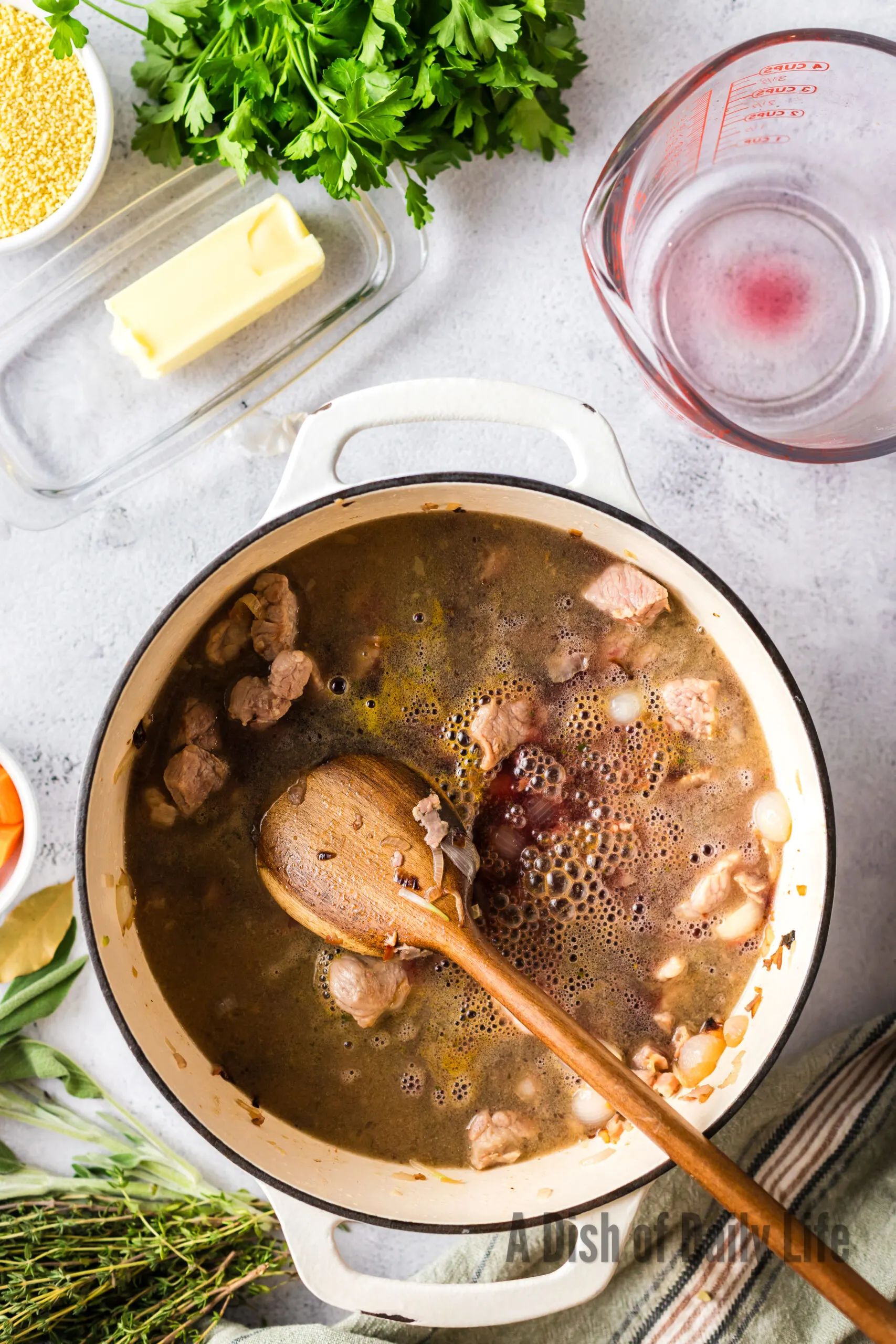 bone broth added to beef mixture.