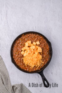 cheese added to ground beef mixture.