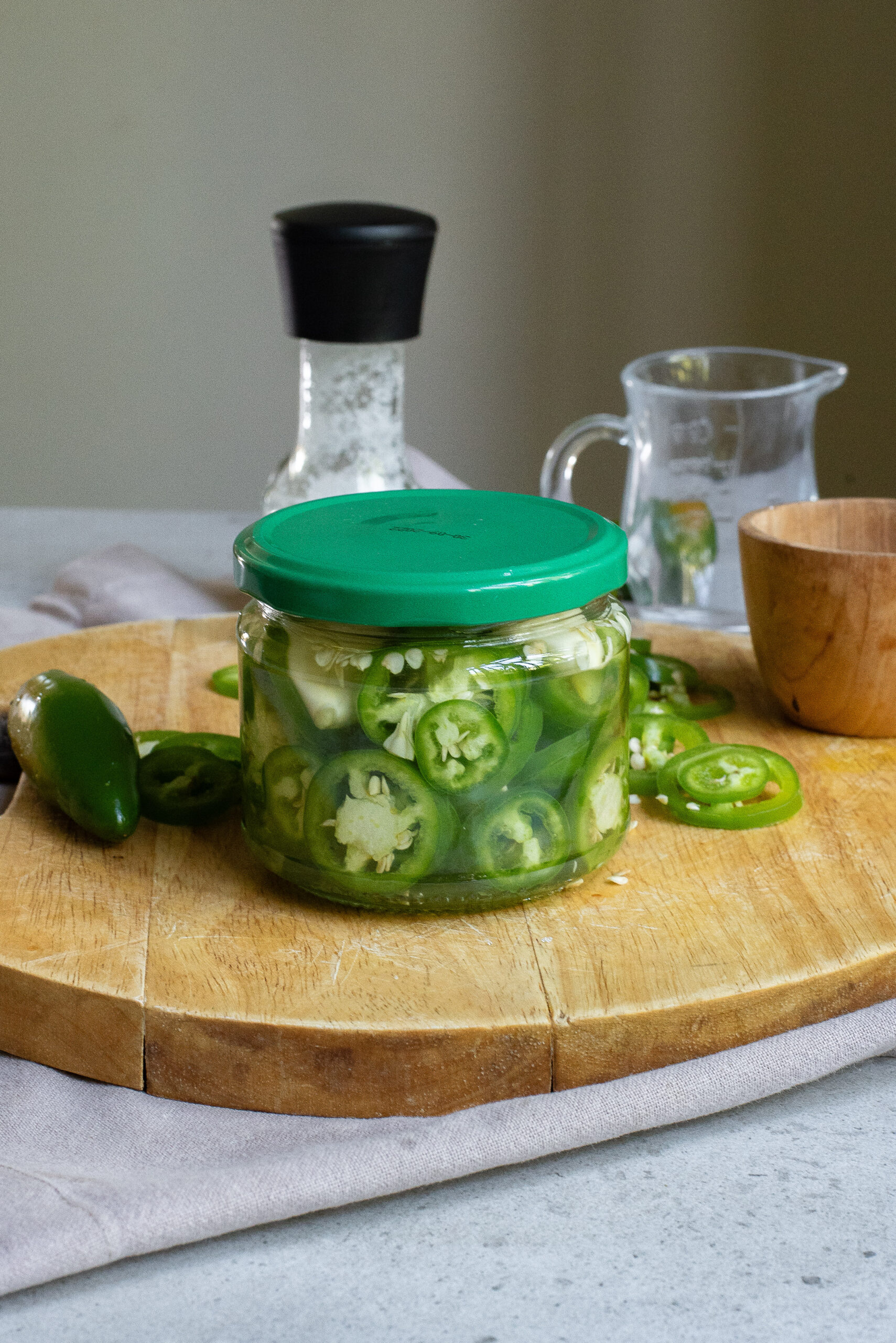 Lid placed on jalapeno jar and ready for the fridge