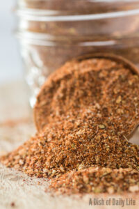 fajita seasoning all mixed together and in a jar.